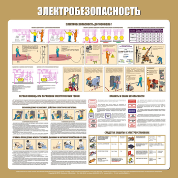 С21 Стенд электробезопасность (1000х1000 мм, пластик ПВХ 3 мм, алюминиевый багет золотого цвета) - Стенды - Стенды по электробезопасности - Магазин охраны труда Протекторшоп